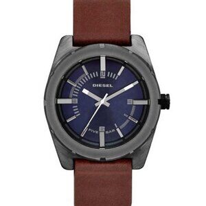 Diesel Good Company Brown Leather Strap, Blue Face Quartz Men's Watch DZ1598